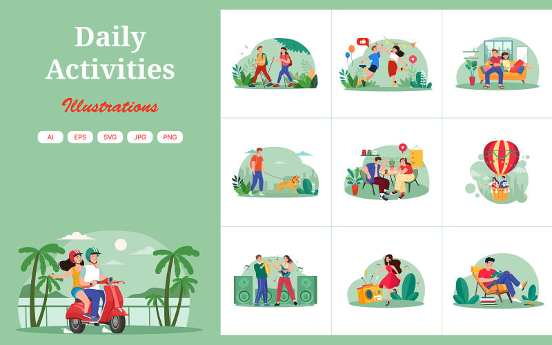 M621_ Pack d'illustrations d'activités quotidiennes 2