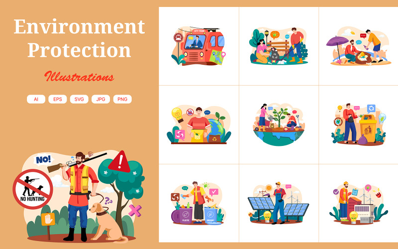 M623_ Paquete de ilustraciones de protección del medio ambiente 1