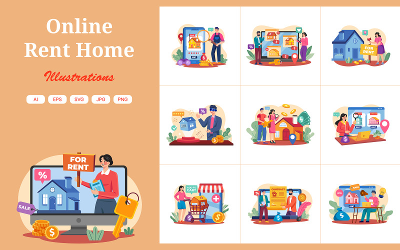 M624_ Online huurwoning illustratiepakket 1