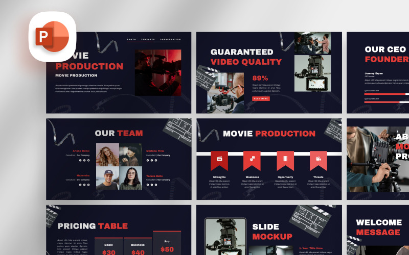 Plantilla de presentación de producción cinematográfica
