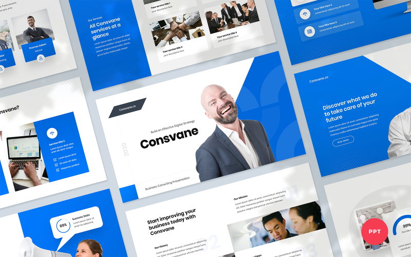 Consvane – Business Consulting bemutató PowerPoint sablon