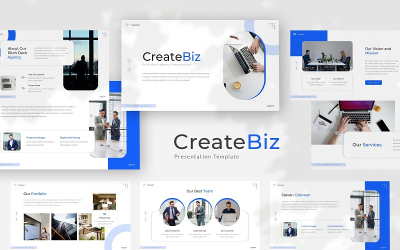 Createbiz — Modèle de diapositives Google de l'agence Pitch Deck
