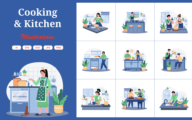 M638_ Illustrationspaket för matlagning och kök