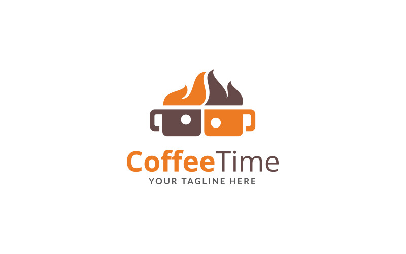 Modelo de design de logotipo para hora do café