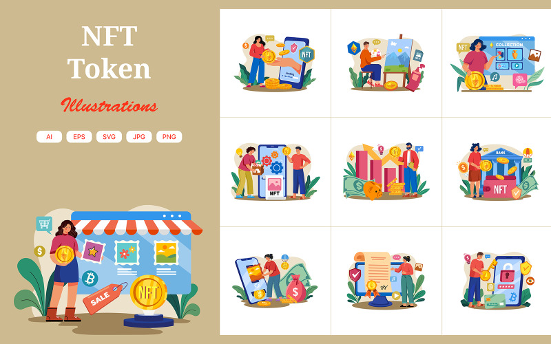 Pack d'illustrations de jetons M646_ NFT