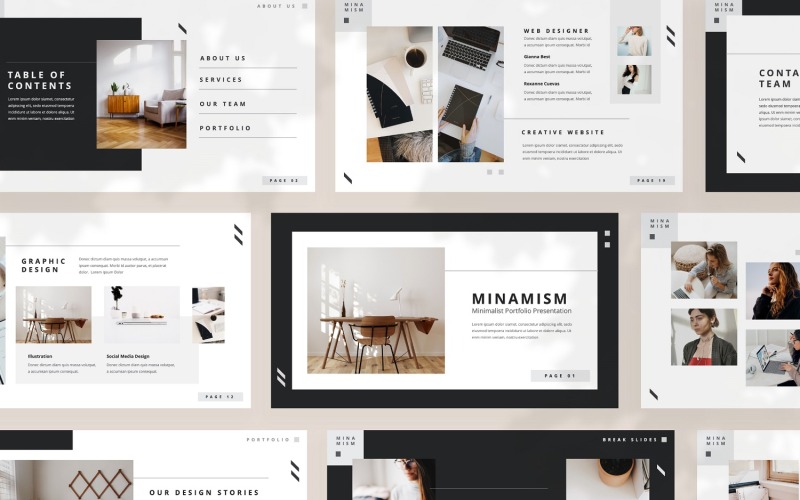 Minamism — Мінімалістичний шаблон портфоліо Google Slides