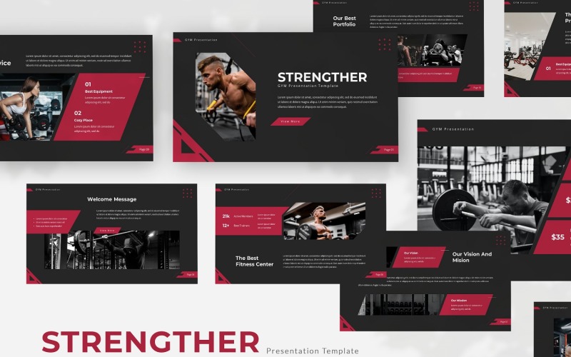 Strengther - Gym Google Slides-sjabloon