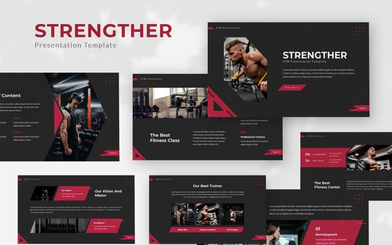Strengther — Шаблон Keynote для тренажерного зала