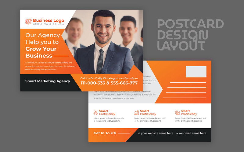 Conception de matériel de marketing pour les services d'entreprise - Carte postale