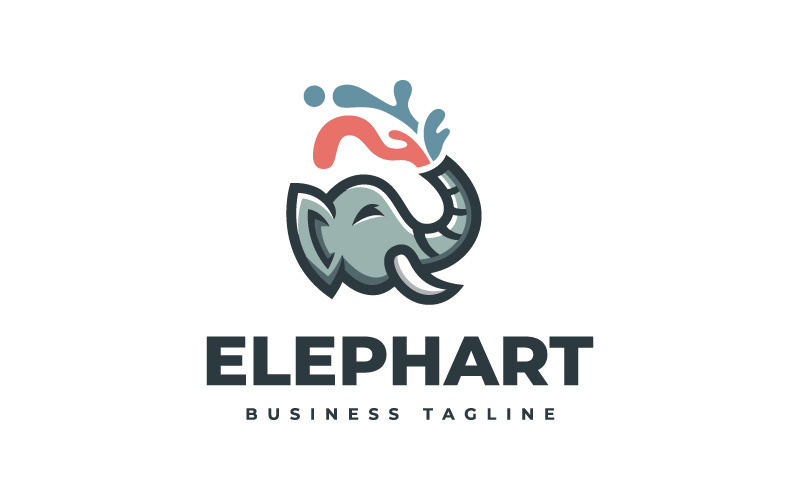 Modelo de logotipo de elefante colorido