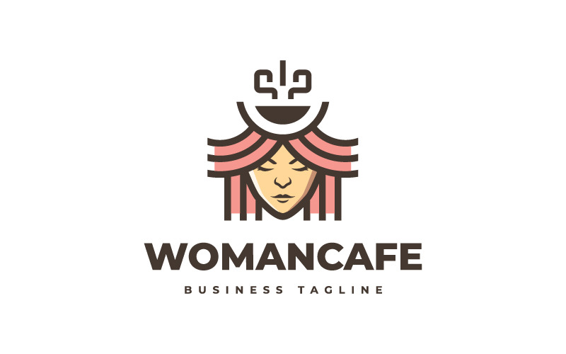 Plantilla de logotipo de café de mujer de belleza