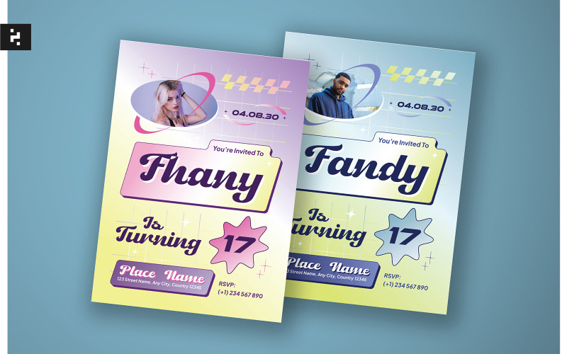 Creative Y2K Birthday Invitation