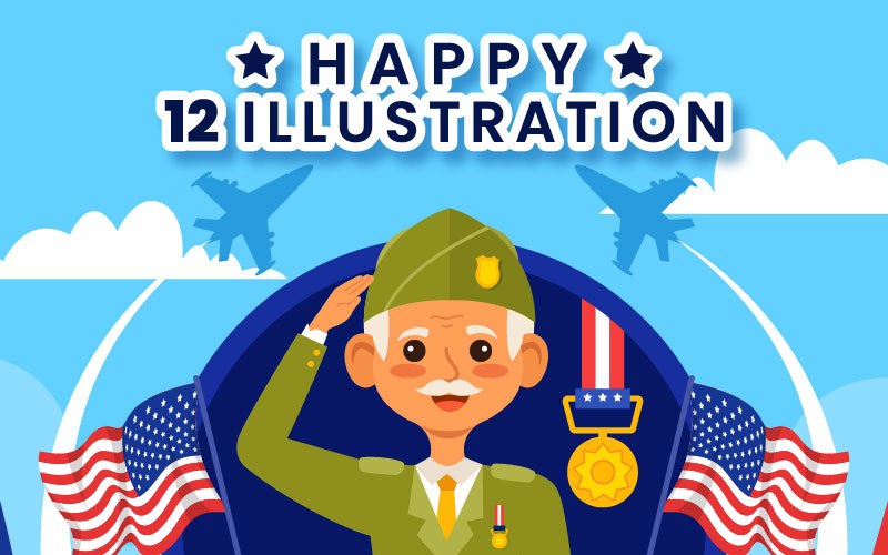 12 feliz día de los veteranos ilustración