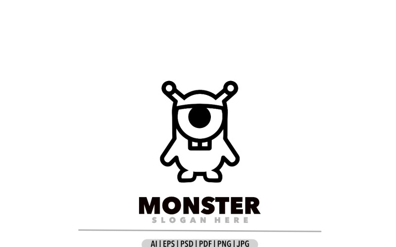 Logotipo do modelo de design de arte de linha monstro