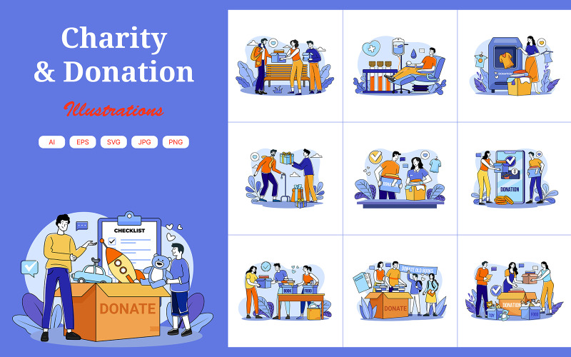 M657_ Illustrationspaket för välgörenhet och donationer