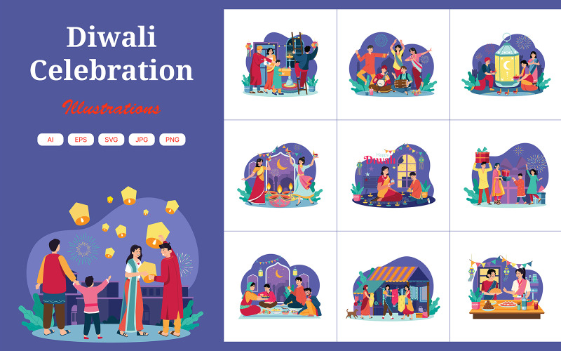 M661_ Diwali Celebration Ilustrace Pack