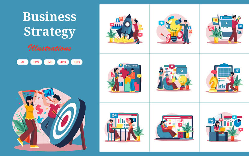 M666_ Business Strategy Illustration Pack - TemplateMonster