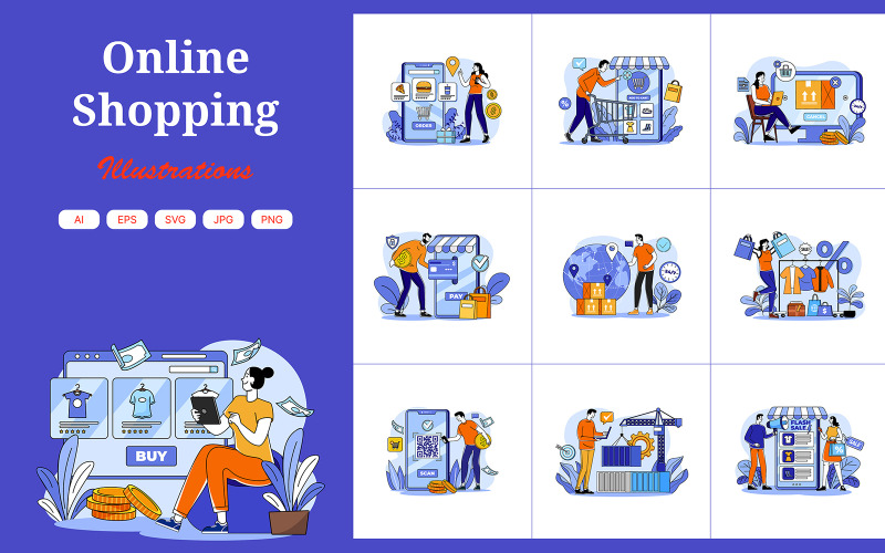 M686_ Pakiet ilustracji do zakupów online 1