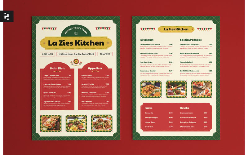 Modelo de menu de restaurante mexicano - TemplateMonster