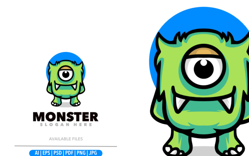 Monster kreslený design loga ilustrace