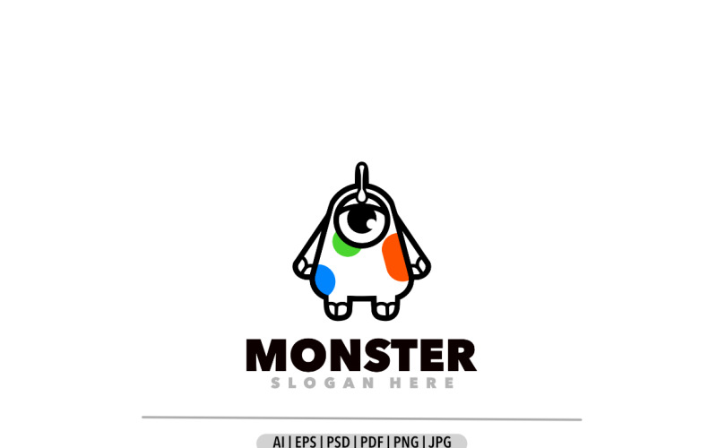 Monster symbol line logo template