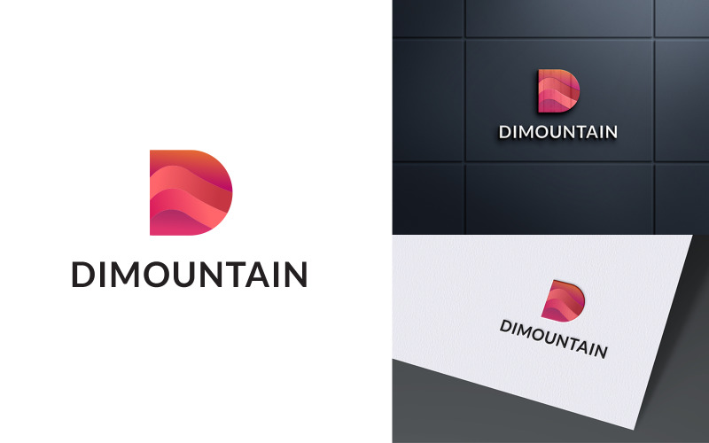 Design moderno do logotipo da montanha com letra D