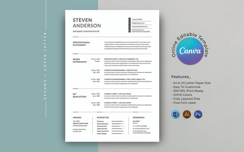 可编辑的简历模板 Canva