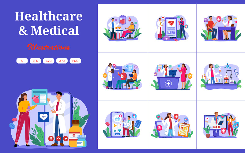 M691_ Pacote de ilustrações médicas e de saúde