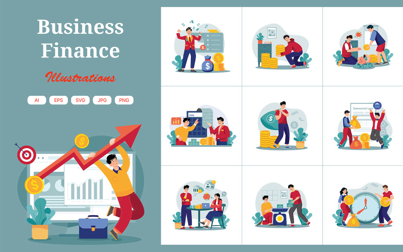 M696_ Pakiet ilustracji finansów biznesowych 1
