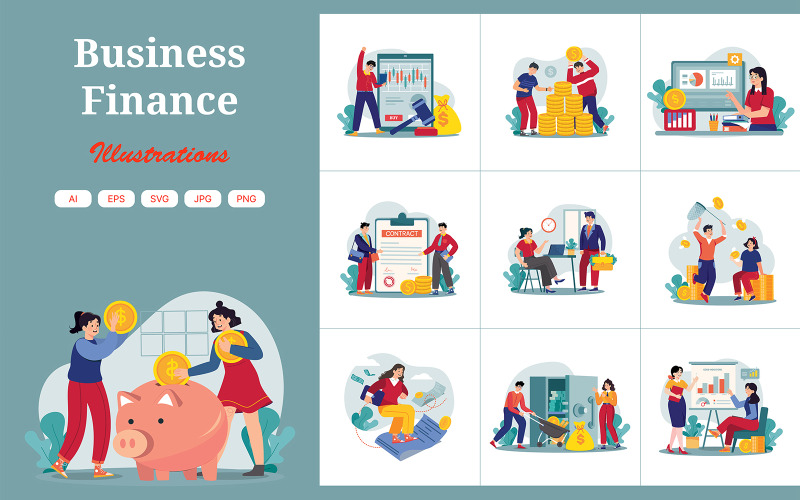 M696_ Pakiet ilustracji finansów biznesowych 2