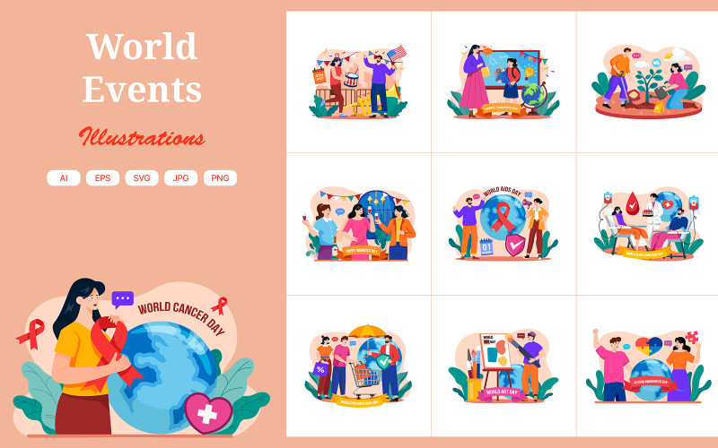 M697_ Pacote de ilustrações de eventos mundiais 1