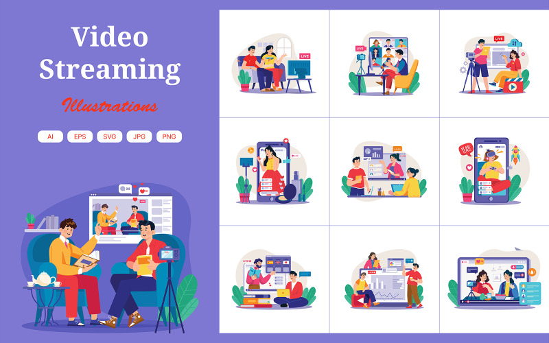 M698_ Pakiet ilustracji do strumieniowego przesyłania wideo 1
