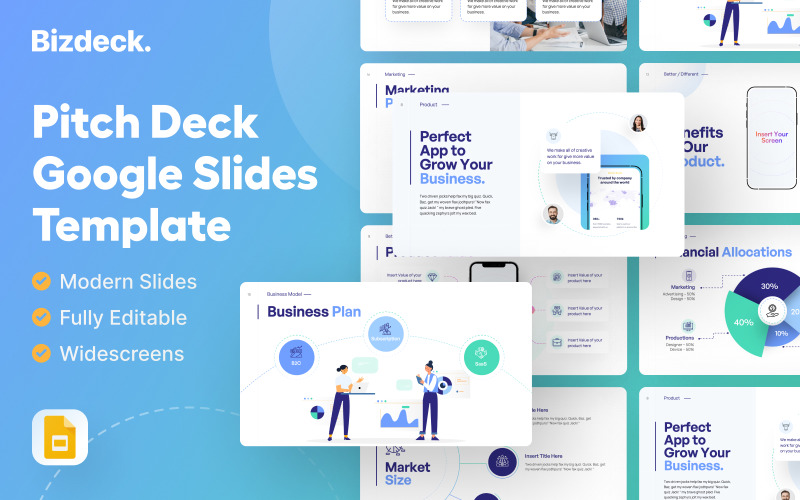 Bizdeck - Modèle de diapositives Google Pitch Deck