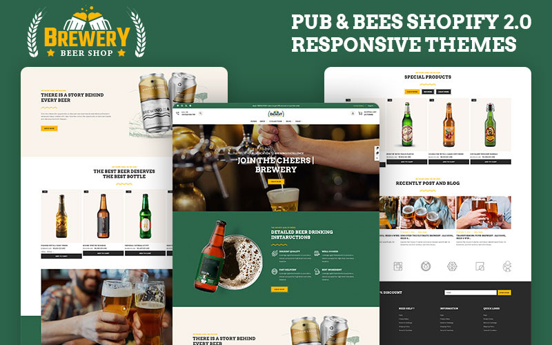 Bryggeri - Alkohol-, öl- och vinaffär Multipurpose Shopify 2.0 Responsive Theme