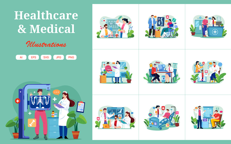 M701_ Pacote 2 de ilustrações médicas e de saúde