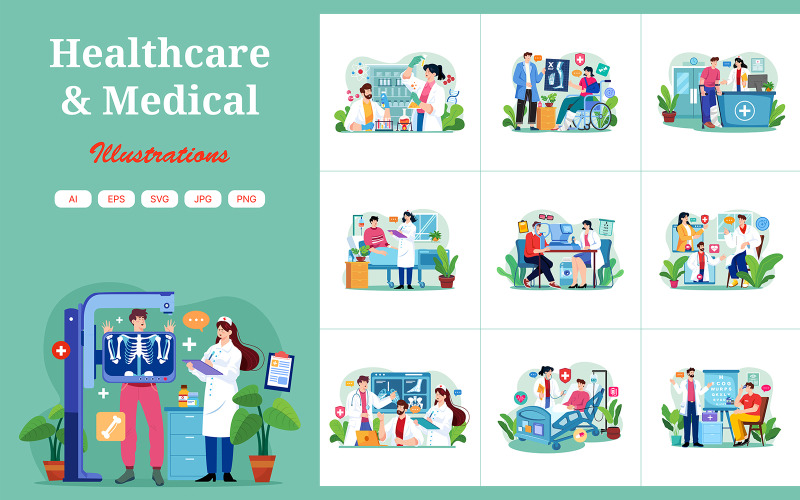 M701_ Здравоохранение и медицина, набор иллюстраций 2