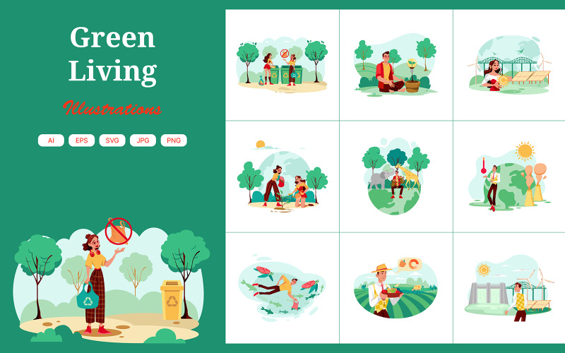 M707_ Pack d'illustrations de vie verte