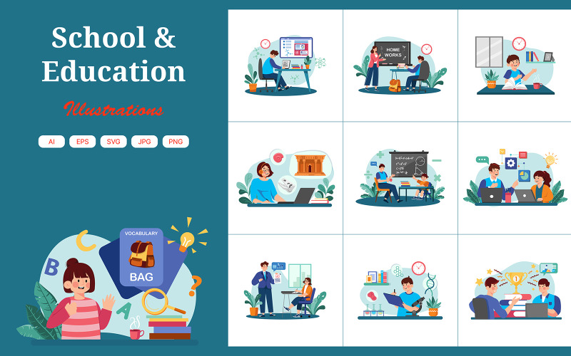 M712_ Skola och utbildning Illustration Pack 1