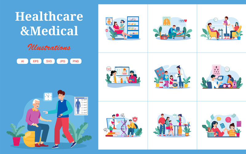M716_ Illustrationspaket 2 für Gesundheitswesen und Medizin
