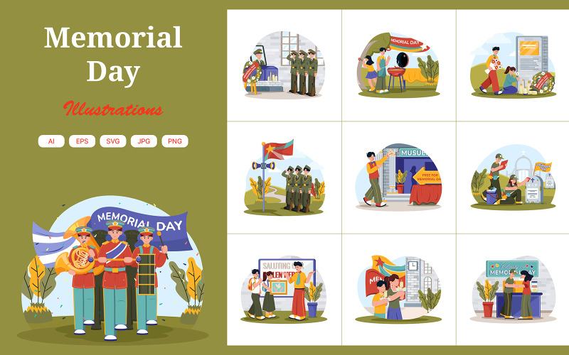 M720_ Memorial Day-illustratiepakket