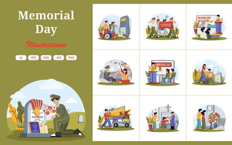 M720_ Memorial Day Illustrationspaket 1