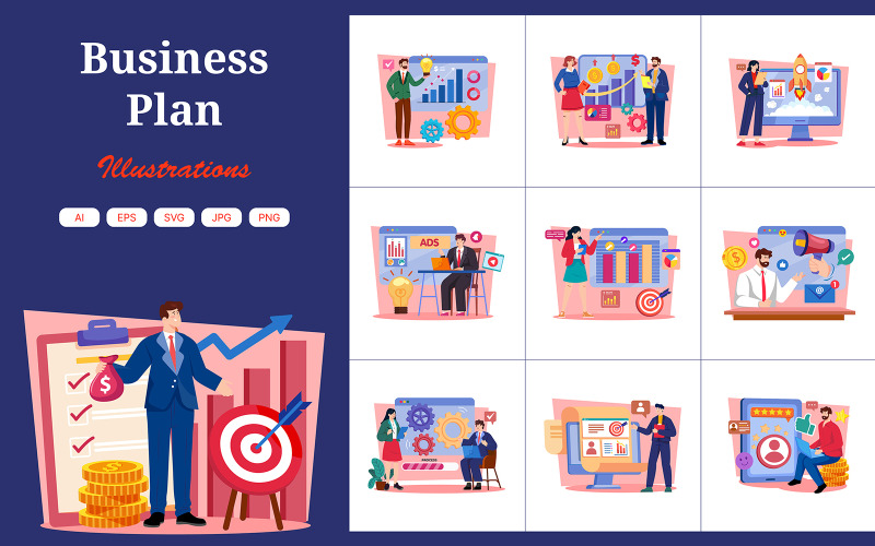 M725_ Pakiet ilustracji planu biznesowego 1