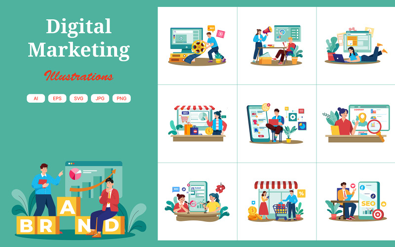 M727_ Pacote de ilustração de marketing digital 2