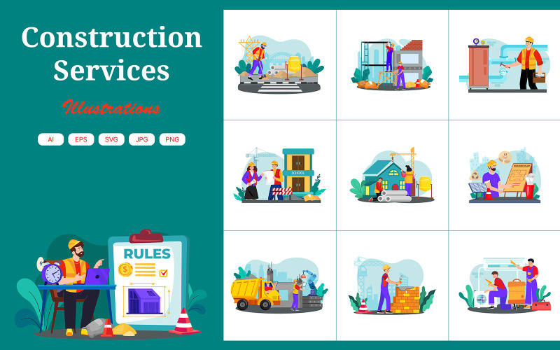 M735_ Pacchetto illustrazioni servizi di costruzione 2
