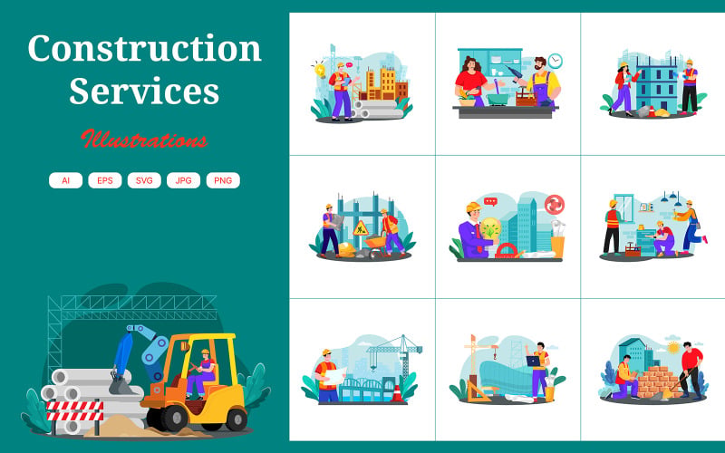 M735_ Paquete de ilustraciones de servicios de construcción 1