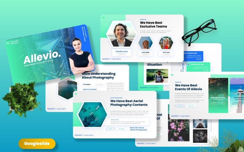 Allevio - Plantillas de diapositivas de Google para fotografía aérea con drones