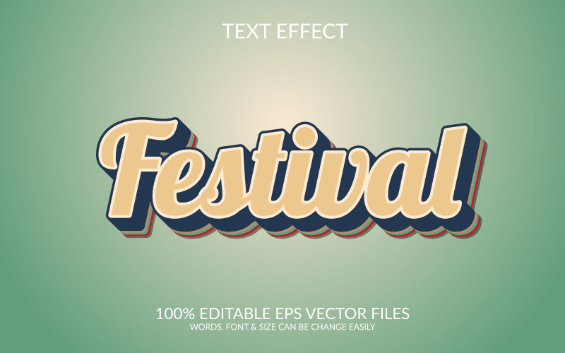 Design de efeito de texto vetorial editável Festival 3d
