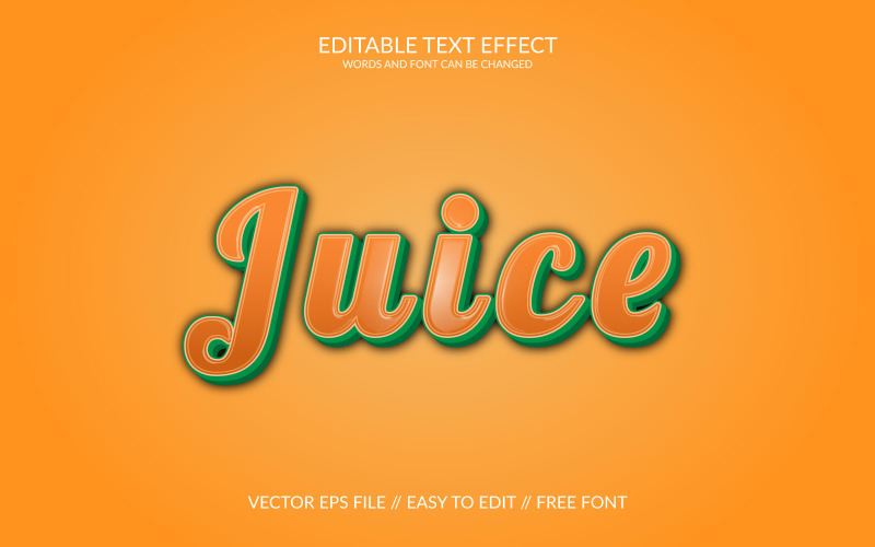 Diseño de efecto de texto 3d eps vectoriales de jugo