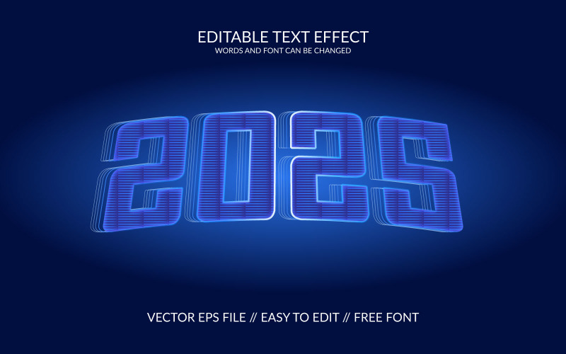 2025 3d fully editable vector text effect template