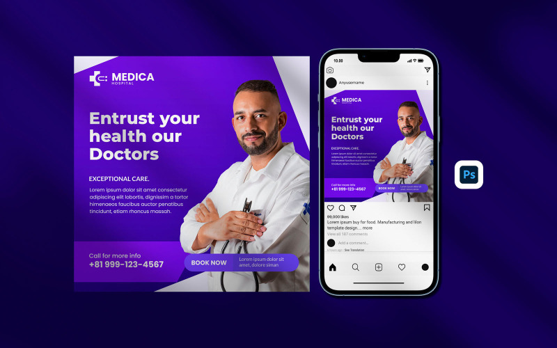 Instagram-bejegyzéssablon – Medical Healthcare Flyer közösségi média bejegyzések